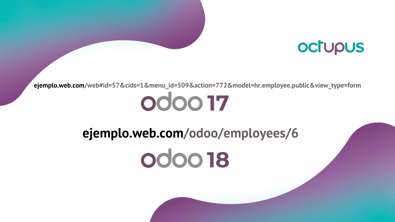 Cambio que sufren las urls de Odoo 17 a Odoo 18