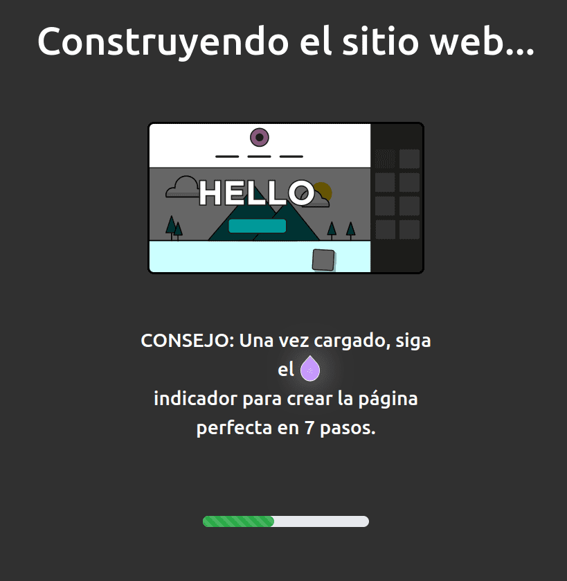 Captura del constructor de Webs de Odoo trabajando