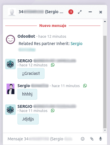 Chat de WhatsApp desde la interfaz de Odoo