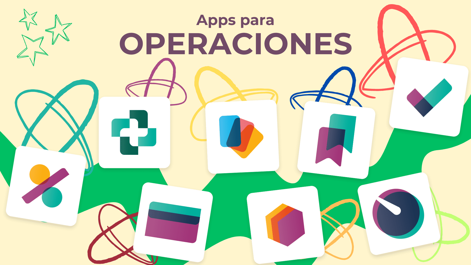 Aplicaciones que pertenecen a la sección de Operaciones: Contabilidad, Compra, Documentos, Información, Servicio de Asistencia, Inventario, Proyecto y Hoja de Asistencias