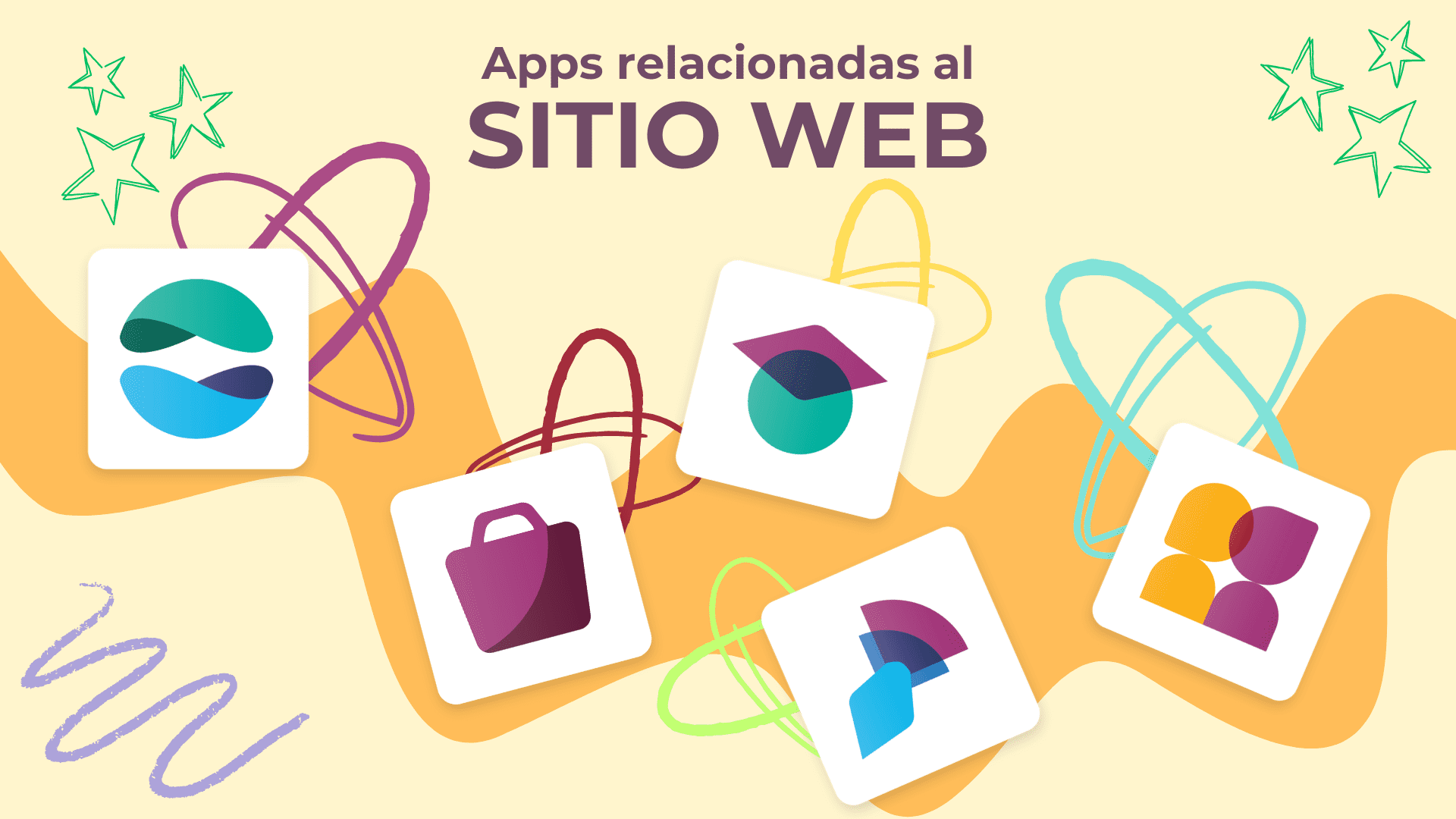 Aplicaciones que pertenecen a la sección de Sitio web: Sitio web, Comercio electrónico, Elearning, Blog y Chat en Vivo