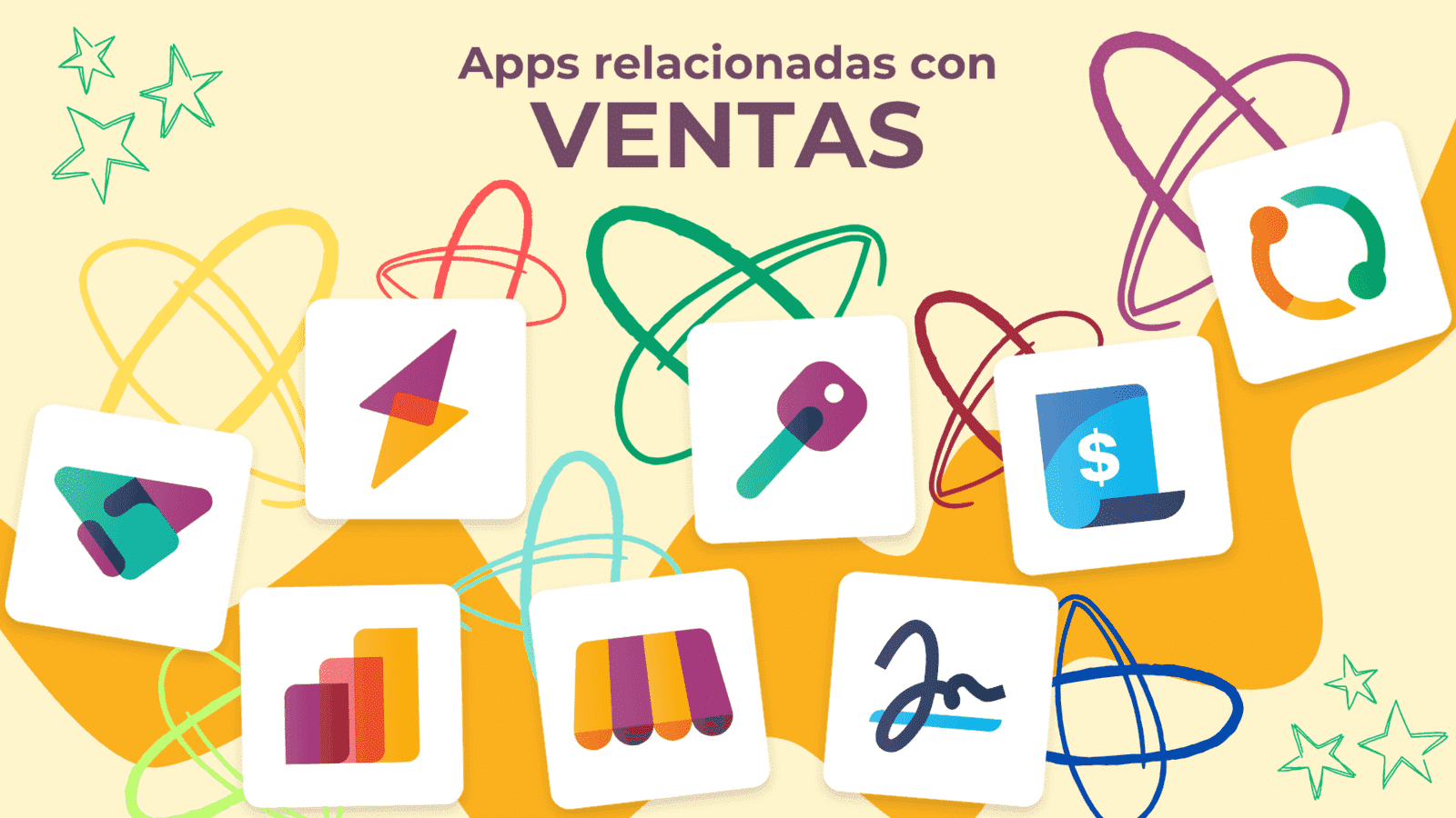 Aplicaciones que pertenecen a la sección de Ventas: CRM, Alquiler, Firma Electrónica, Facturación, Servicio Externo, Punto de Venta, Suscripciones y Ventas