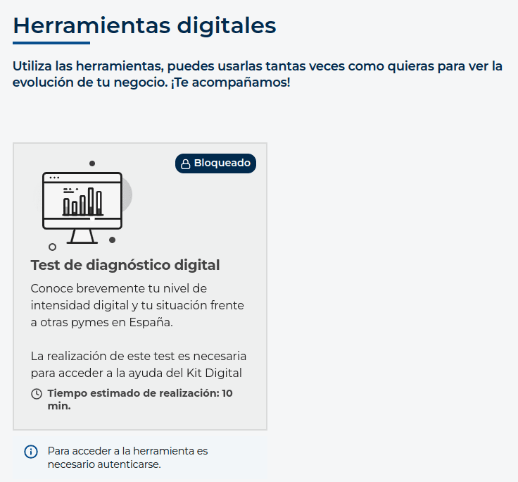 Paso 2: Hacer uso de las herramientas digitale que te permiten ver el estado de digitalización de tu empresa. Y así te aconsejan qué  categoría necesitas