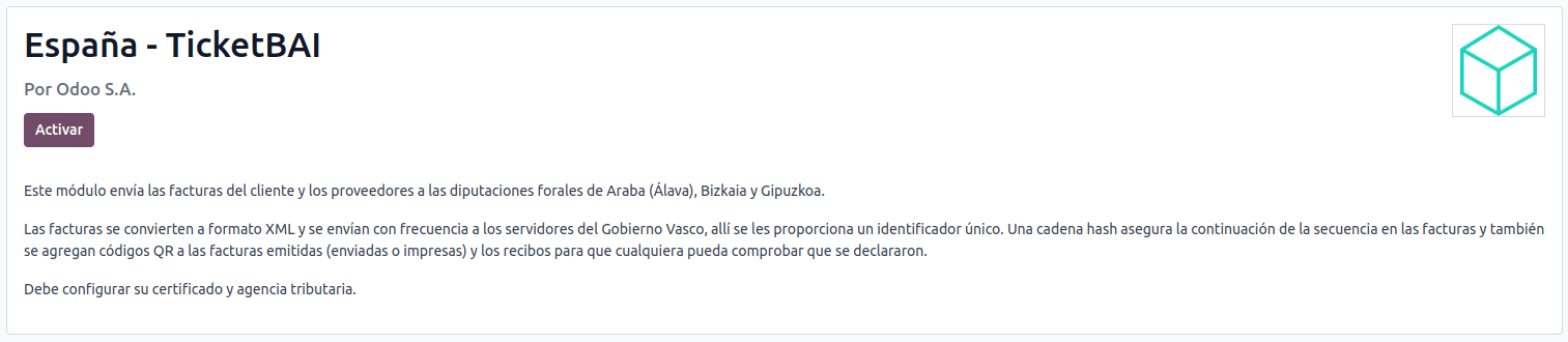 Ejemplo de cómo te aparece la opción de TicketBAI en tus facturas